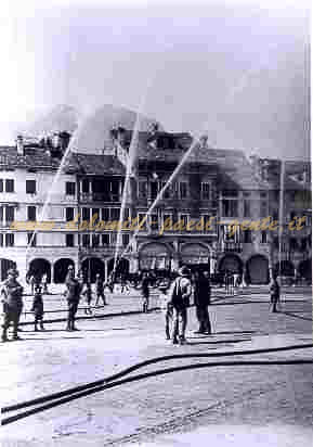 F168 esercitazione dei pompieri del Genio Militare in Campedel, Belluno 1919 o 1920